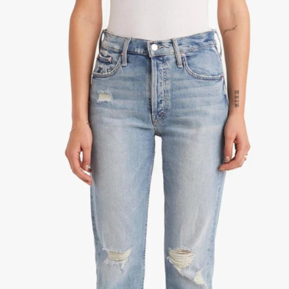 MOTHER Tomcat Light Blue Boyfriend Jeans - Picture 4 of 6